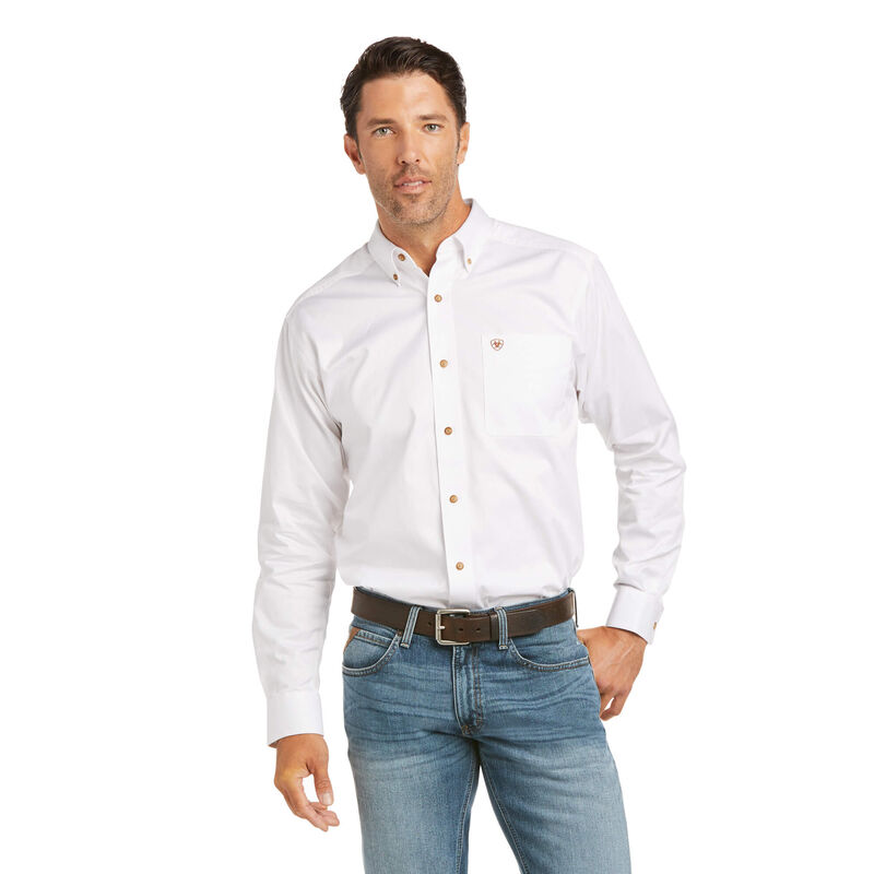 Ariat Hemden Herren - Solid Twill Fitted Weiß ( XRQSK-7861 )